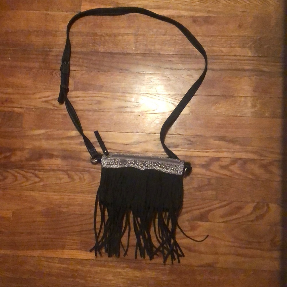 Country Fringe Black Purse Handbag